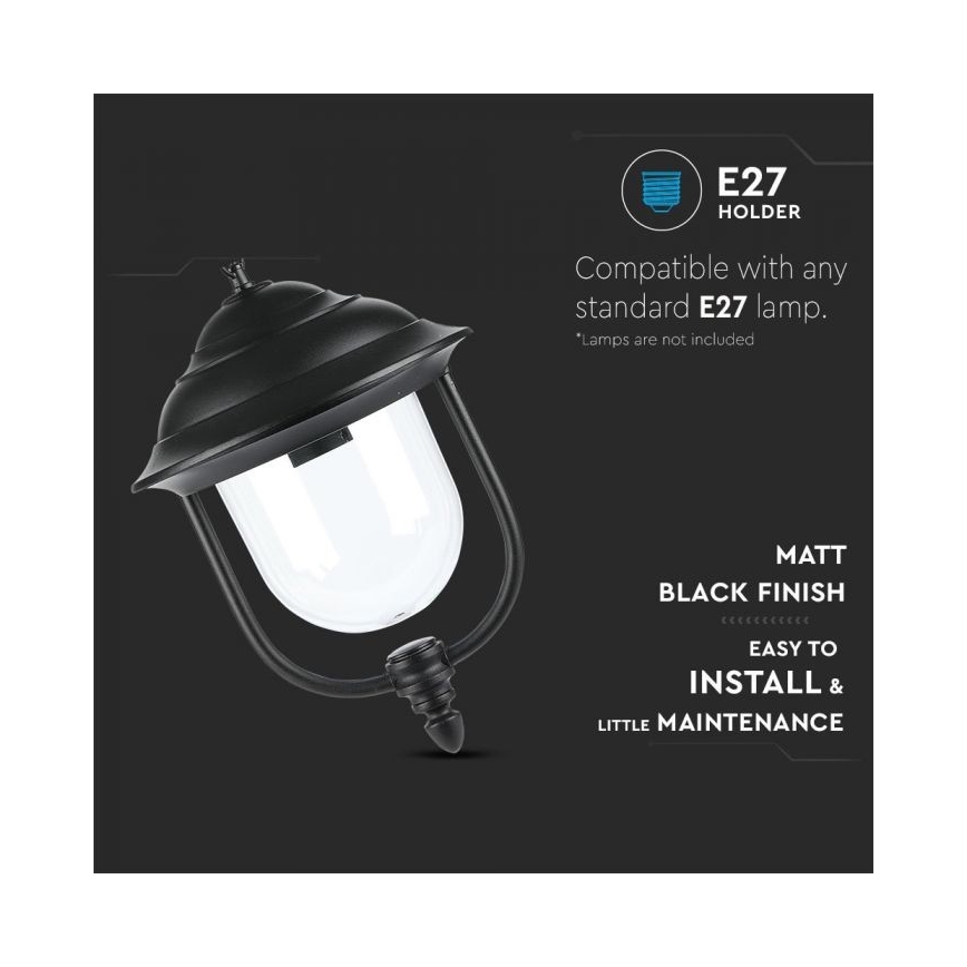 Ulkokattokruunu ketjulla 1xE27/60W/230V IP44 musta