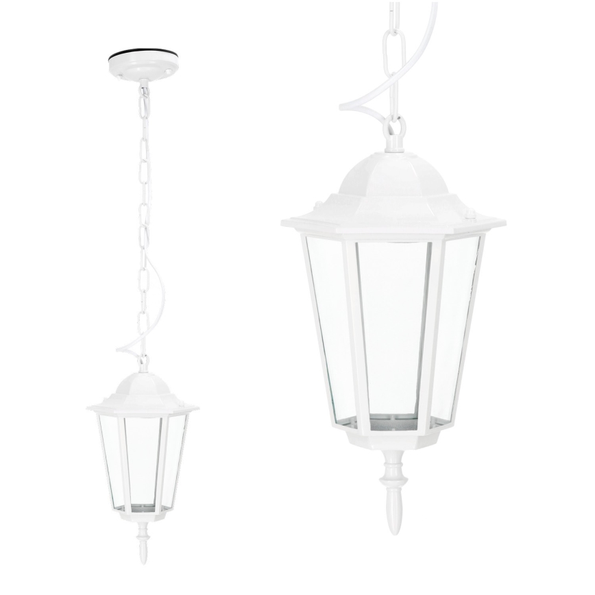 Ulkokattokruunu ketjulla 1xE27/60W/230V IP44 valkoinen