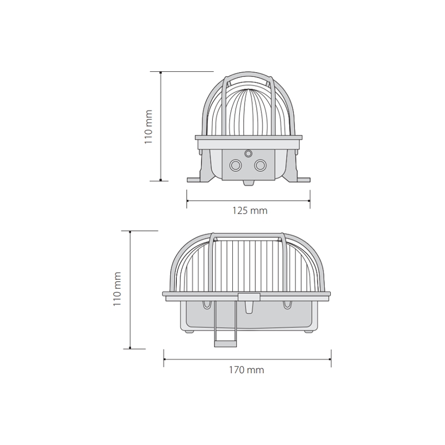 Ulkokattovalo OVAL 1xE27/60W/230V IP44