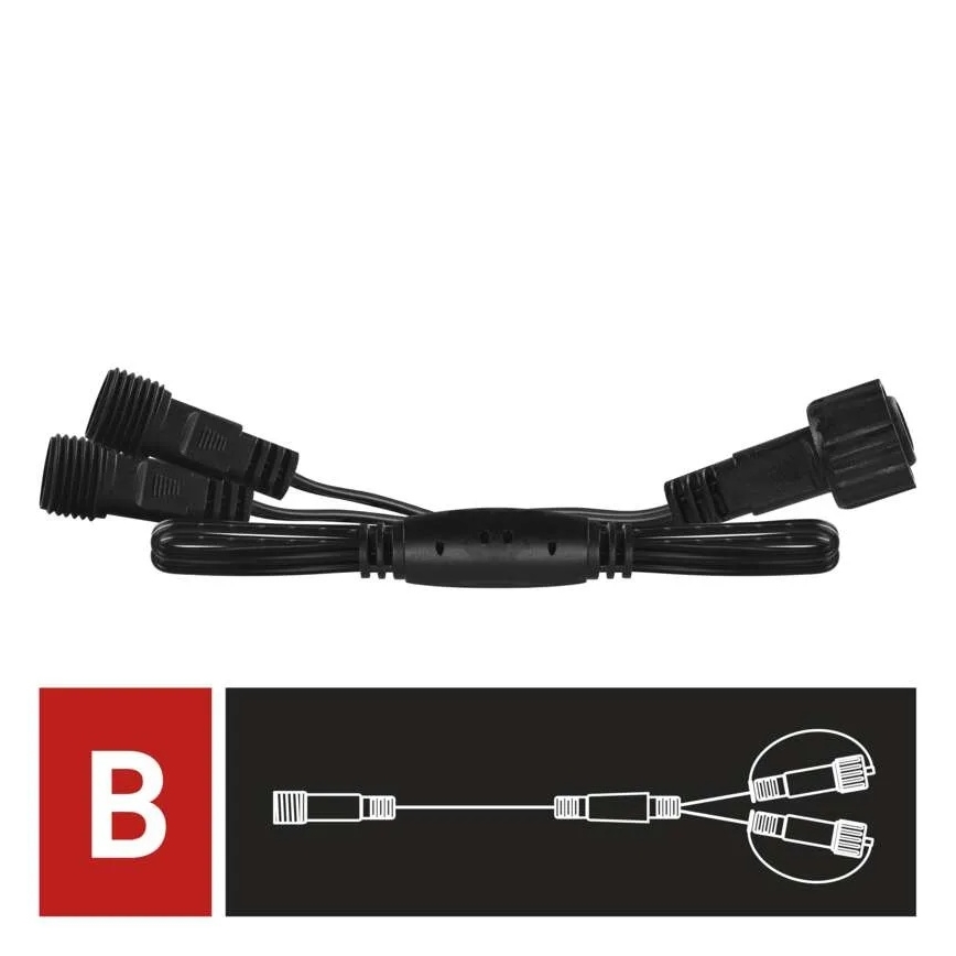 Ulkokäyttöön tarkoitettu haaroituskaapeli liitäntäketjuille 0,5 m IP44