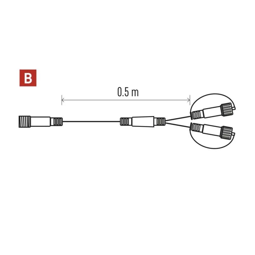 Ulkokäyttöön tarkoitettu haaroituskaapeli liitäntäketjuille 0,5 m IP44