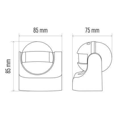 Ulkoliikennanturi PIR B 180° 1200W/230V IP44 musta