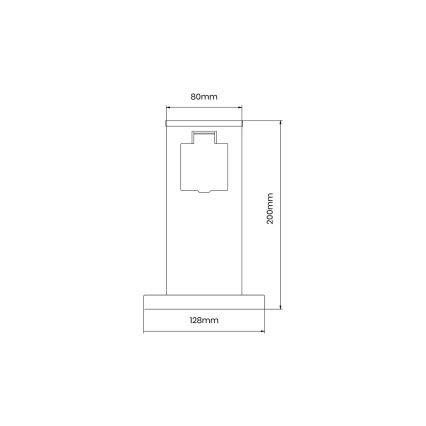 Ulkopistorasiapylväs 1Z SCHUKO 230V IP44 20 cm musta
