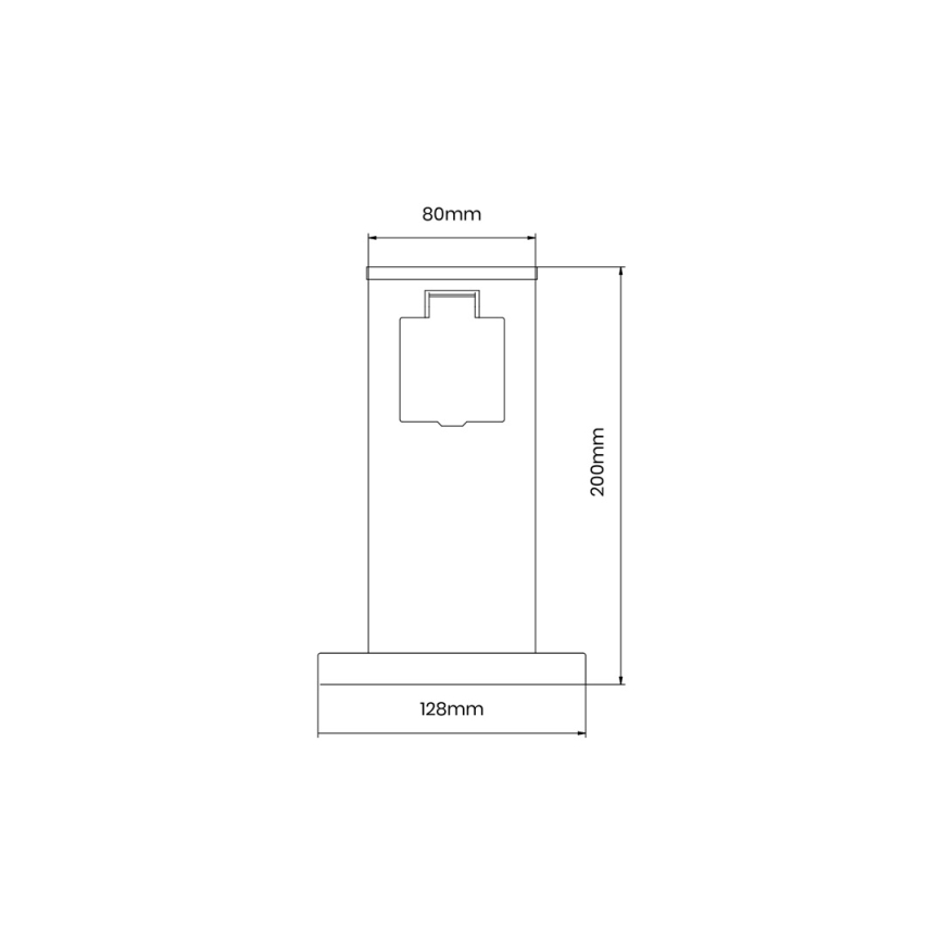 Ulkopistorasiapylväs 1Z SCHUKO 230V IP44 20 cm musta