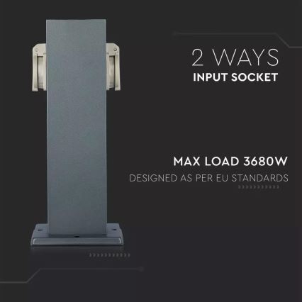 Ulkopistorasiapylväs SCHUKO 2Z 230V IP44