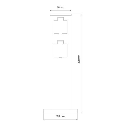 Ulkopistorasiapylväs 2Z SCHUKO 230V IP44 40 cm musta
