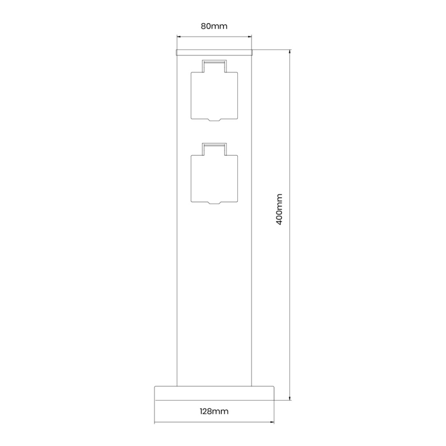 Ulkopistorasiapylväs 2Z SCHUKO 230V IP44 40 cm musta