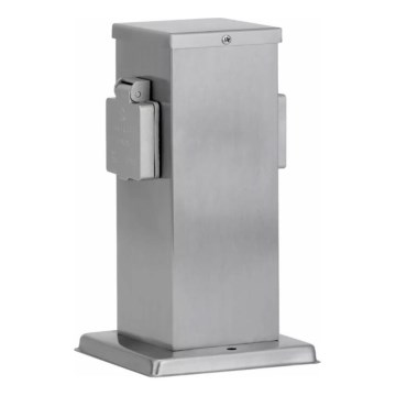 Ulkopistorasiapylväs 2Z SCHUKO 230V mattakromi IP44