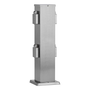 Ulkopistorasiapylväs 4Z SCHUKO 230V mattakromi IP44
