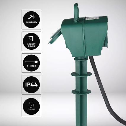 Ulkopistorasiapylväs SCHUKO 4Z 230V IP44