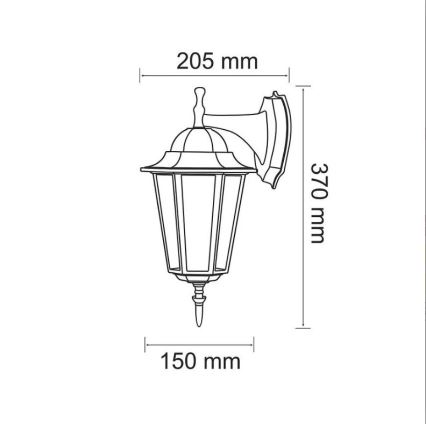 Ulkoseinävalaisin 1xE27/20W/230V IP43 musta