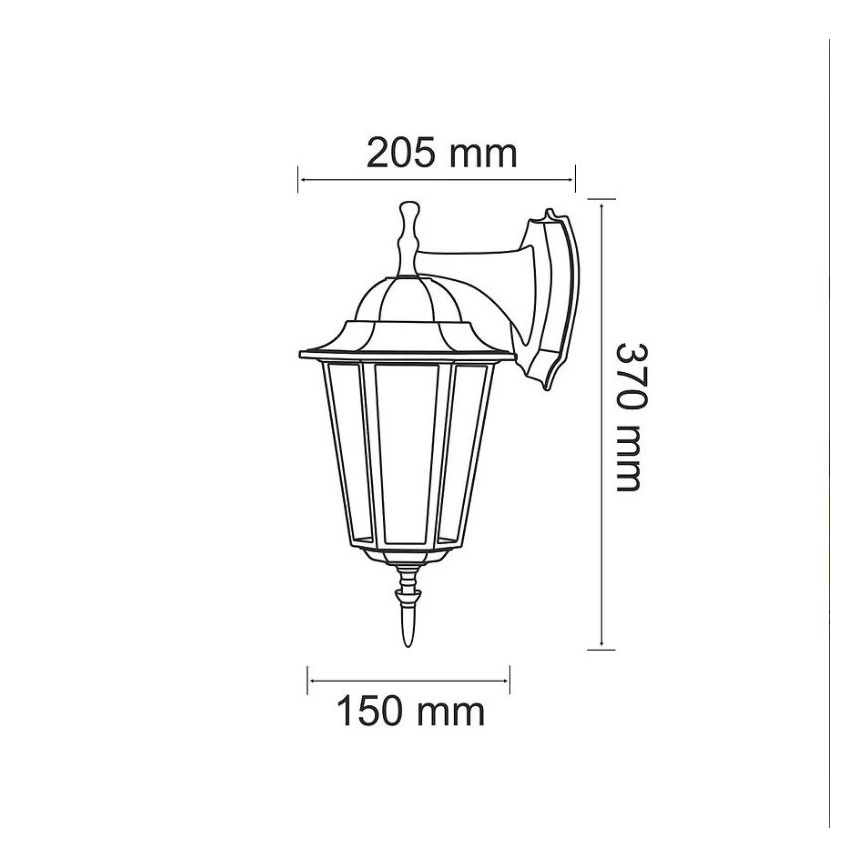 Ulkoseinävalaisin 1xE27/20W/230V IP43 musta