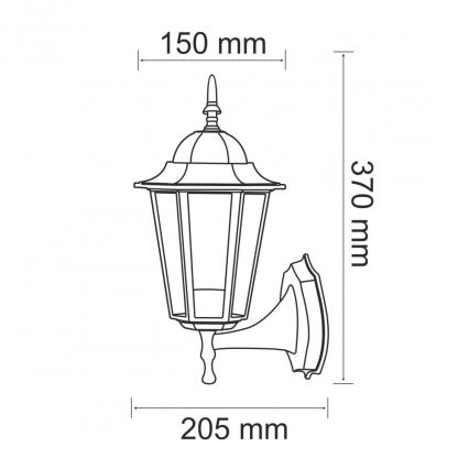 Ulkoseinävalaisin 1xE27/20W/230V IP43 musta