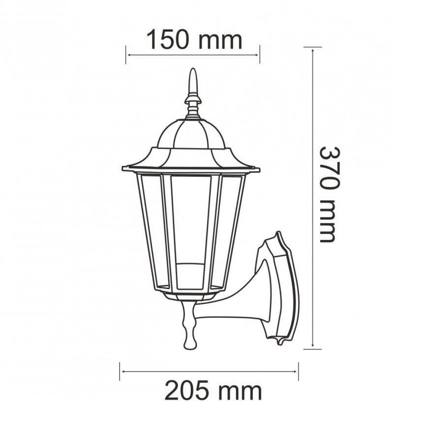 Ulkoseinävalaisin 1xE27/20W/230V IP43 musta