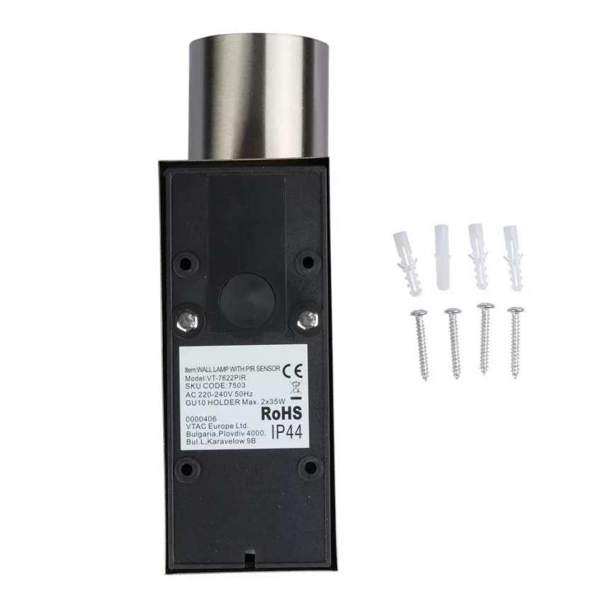 Ulkoseinävalaisin anturilla 2xGU10/35W/230V IP44