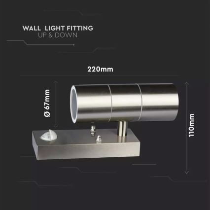 Ulkoseinävalaisin anturilla 2xGU10/35W/230V IP44