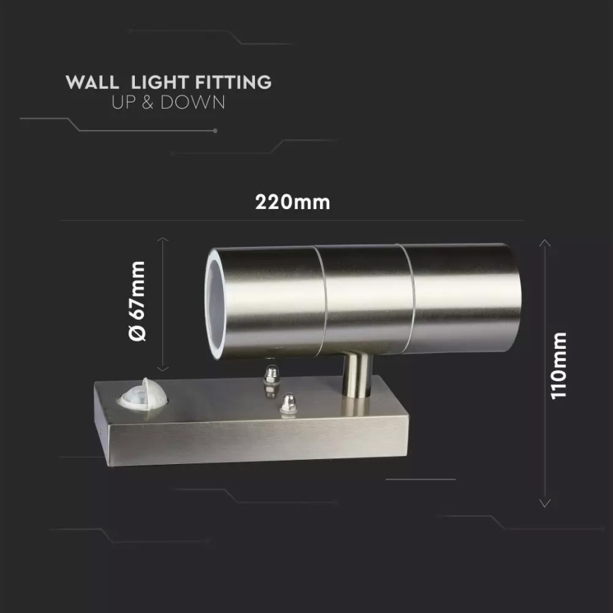 Ulkoseinävalaisin anturilla 2xGU10/35W/230V IP44