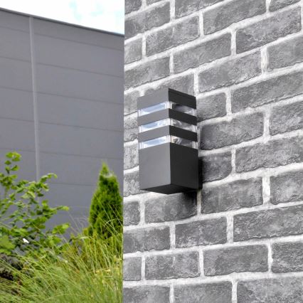 Ulkoseinävalaisin TEKSAS 1xE27/12W/230V IP44 grafiitti