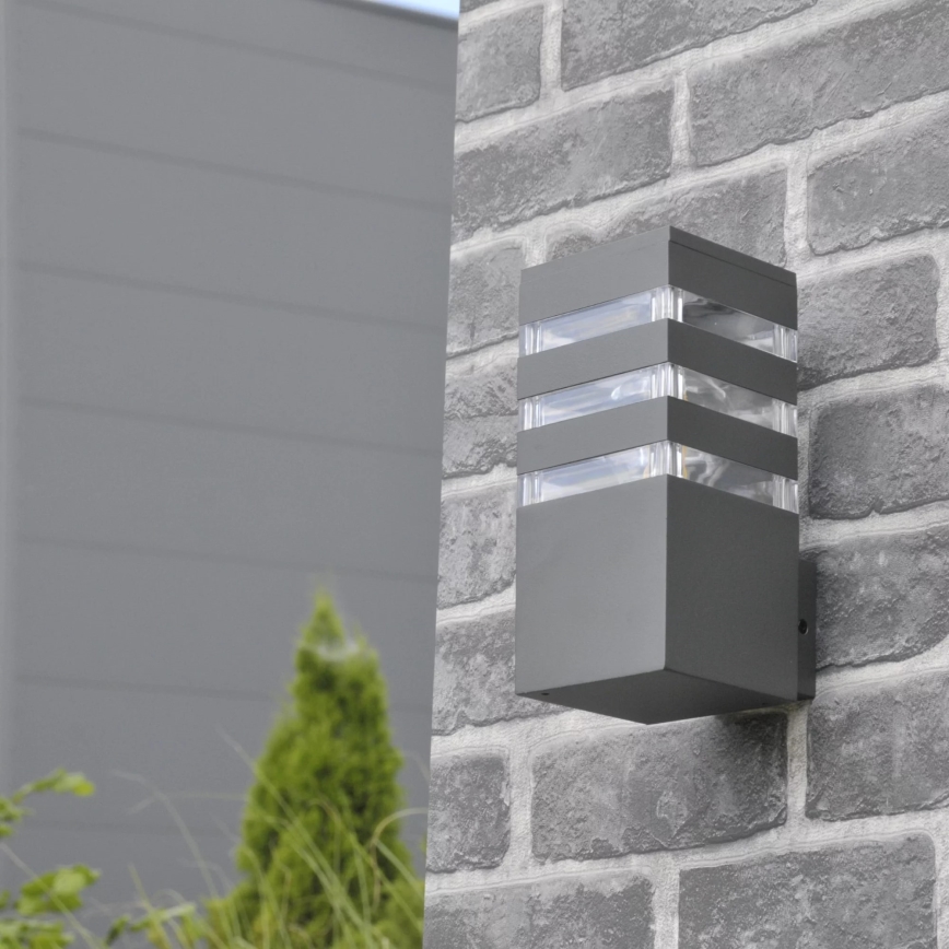 Ulkoseinävalaisin TEKSAS 1xE27/12W/230V IP44 grafiitti