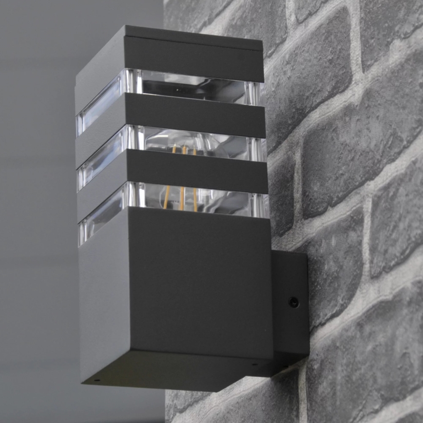 Ulkoseinävalaisin TEKSAS 1xE27/12W/230V IP44 grafiitti