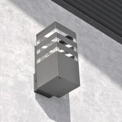 Ulkoseinävalaisin TEKSAS 1xE27/12W/230V IP44 grafiitti