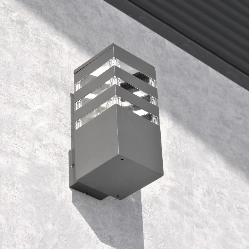 Ulkoseinävalaisin TEKSAS 1xE27/12W/230V IP44 grafiitti