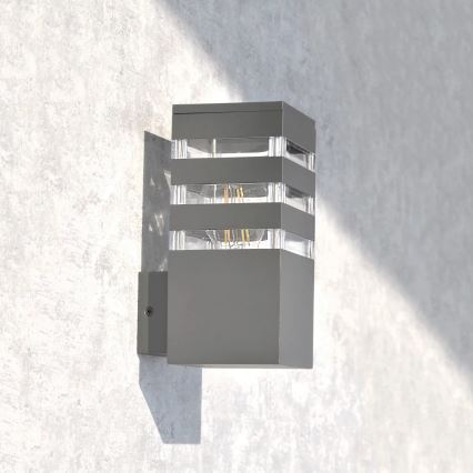 Ulkoseinävalaisin TEKSAS 1xE27/12W/230V IP44 grafiitti