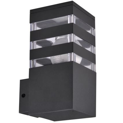Ulkoseinävalaisin TEKSAS 1xE27/12W/230V IP44 grafiitti
