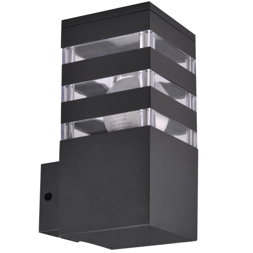 Ulkoseinävalaisin TEKSAS 1xE27/12W/230V IP44 grafiitti