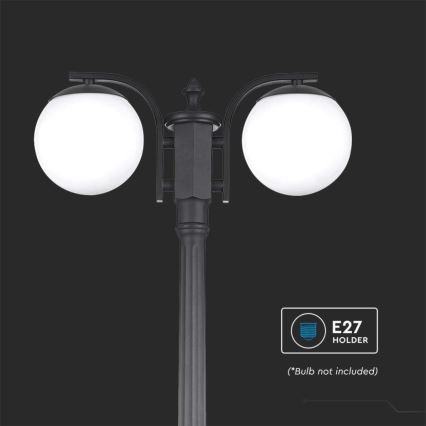Ulkovalaisin 2xE27/60W/230V IP44 199 cm musta