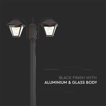 Ulkovalaisin 2xE27/60W/230V IP44 232 cm musta