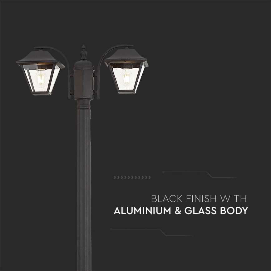 Ulkovalaisin 2xE27/60W/230V IP44 232 cm musta
