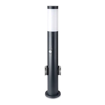 Ulkovalaisin anturilla ja 2 pistorasiaa SCHUKO 1xE27/60W/230V IP44 60cm antrasiitti