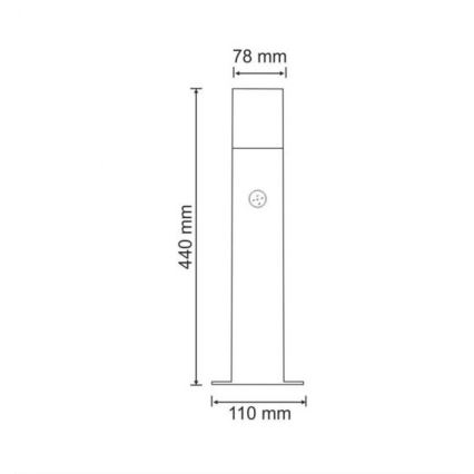 Ulkovalaisin anturilla NEW YORK 1xE27/12W/230V IP44 44 cm grafiitti