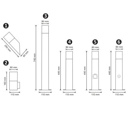 Ulkovalaisin anturilla NEW YORK 1xE27/12W/230V IP44 44 cm grafiitti
