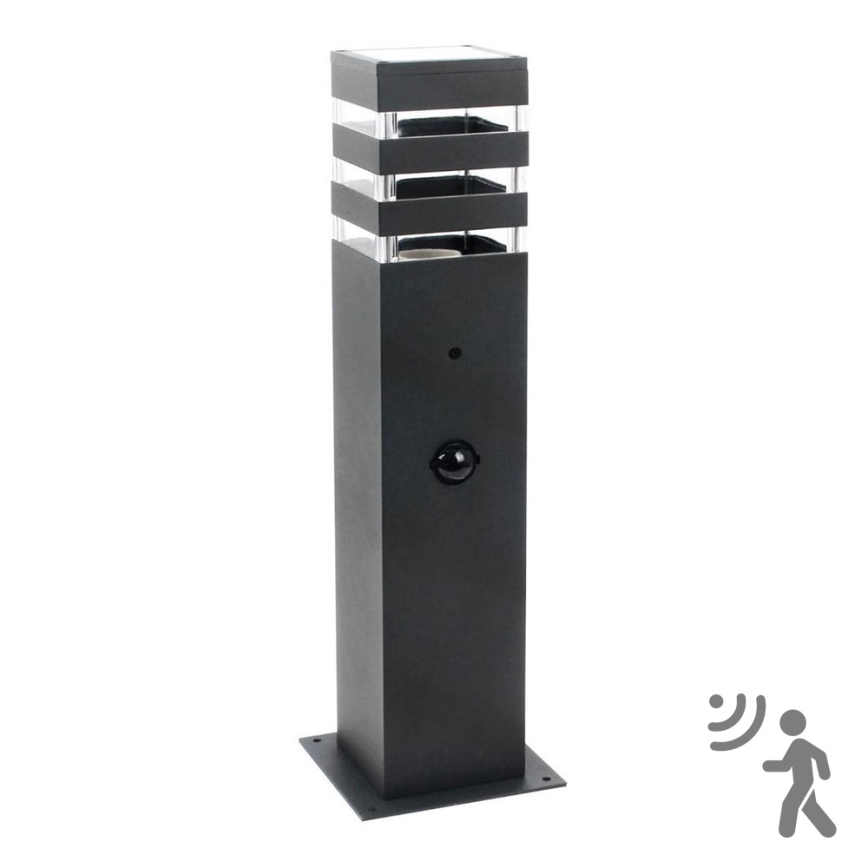 Ulkovalaisin anturilla TEKSAS 1xE27/12W/230V IP44 44 cm grafiitti