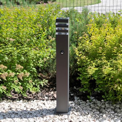 Ulkovalaisin anturilla TEKSAS 1xE27/12W/230V IP44 74 cm grafiitti