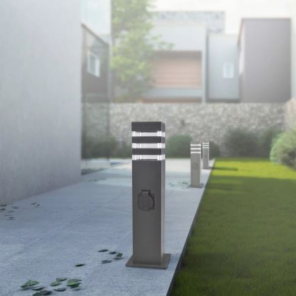 Ulkovalaisin pistorasialla TEKSAS 1xE27/20W/230V 44 cm IP44 antrasiitti