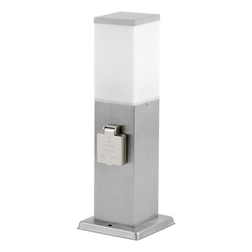 Ulkovalo 2 pistoketta SCHUKO 1xE27/20W/230V mattakromi IP44