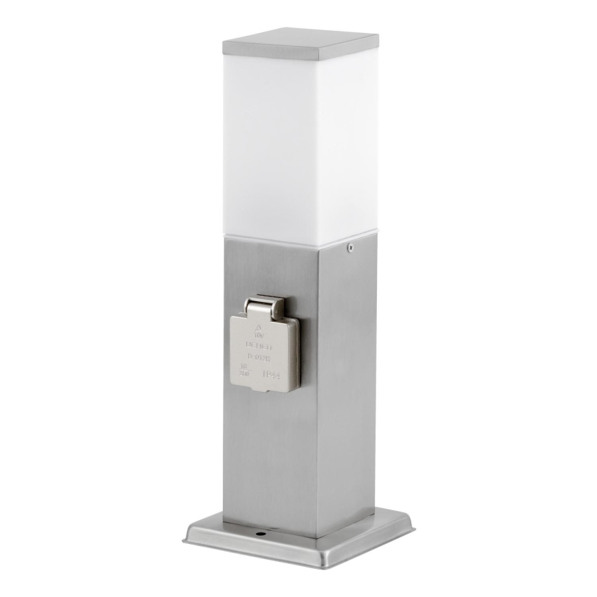 Ulkovalo 2 pistoketta SCHUKO 1xE27/20W/230V mattakromi IP44