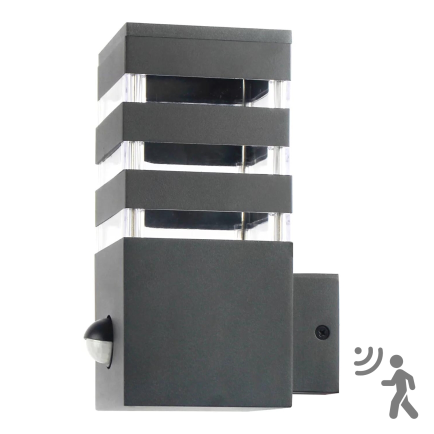 Ulkovalo anturilla TEKSAS 1xE27/12W/230V IP44 grafiitti