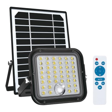 Ulkovalonheitin aurinkokennolla anturi LED/10W/3,7V 4000K IP65 + kaukosäädin