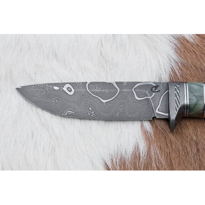 Uniikki Damascus-veitsi 11,6 cm vaahtera/eebenpuu