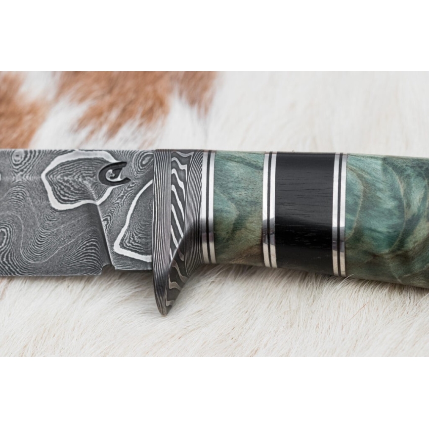Uniikki Damascus-veitsi 11,6 cm vaahtera/eebenpuu