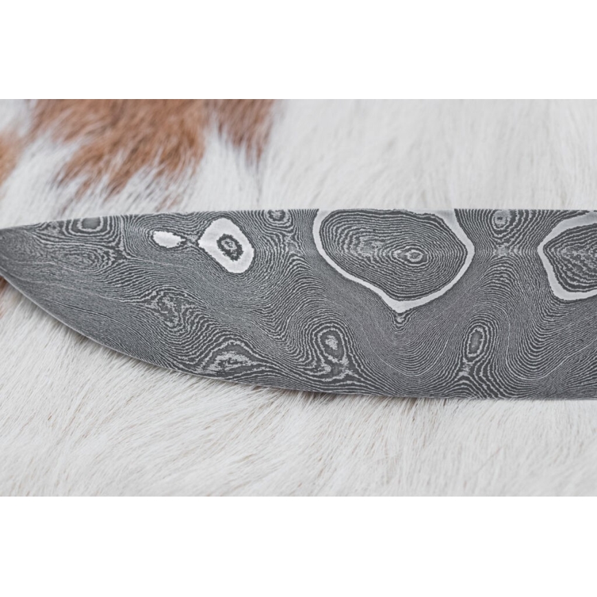 Uniikki Damascus-veitsi 11,6 cm vaahtera/eebenpuu
