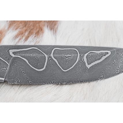 Uniikki Damascus-veitsi 11,6 cm vaahtera/eebenpuu