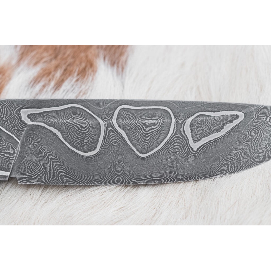 Uniikki Damascus-veitsi 11,6 cm vaahtera/eebenpuu