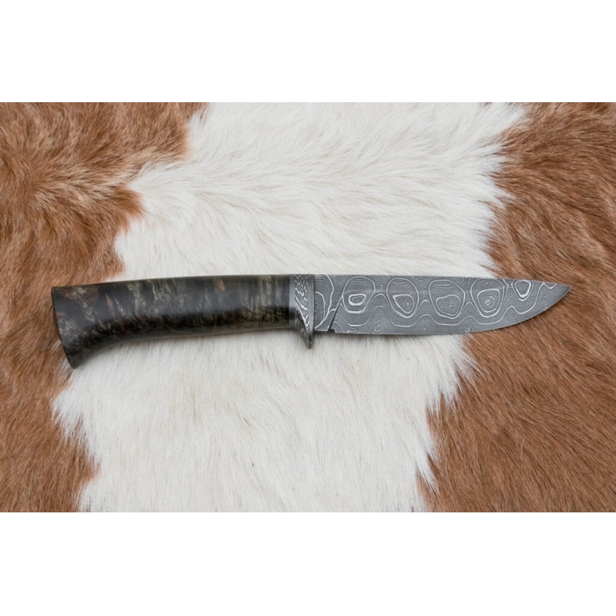 Uniikki Damascus-veitsi 12,7 cm vaahtera/akaatti