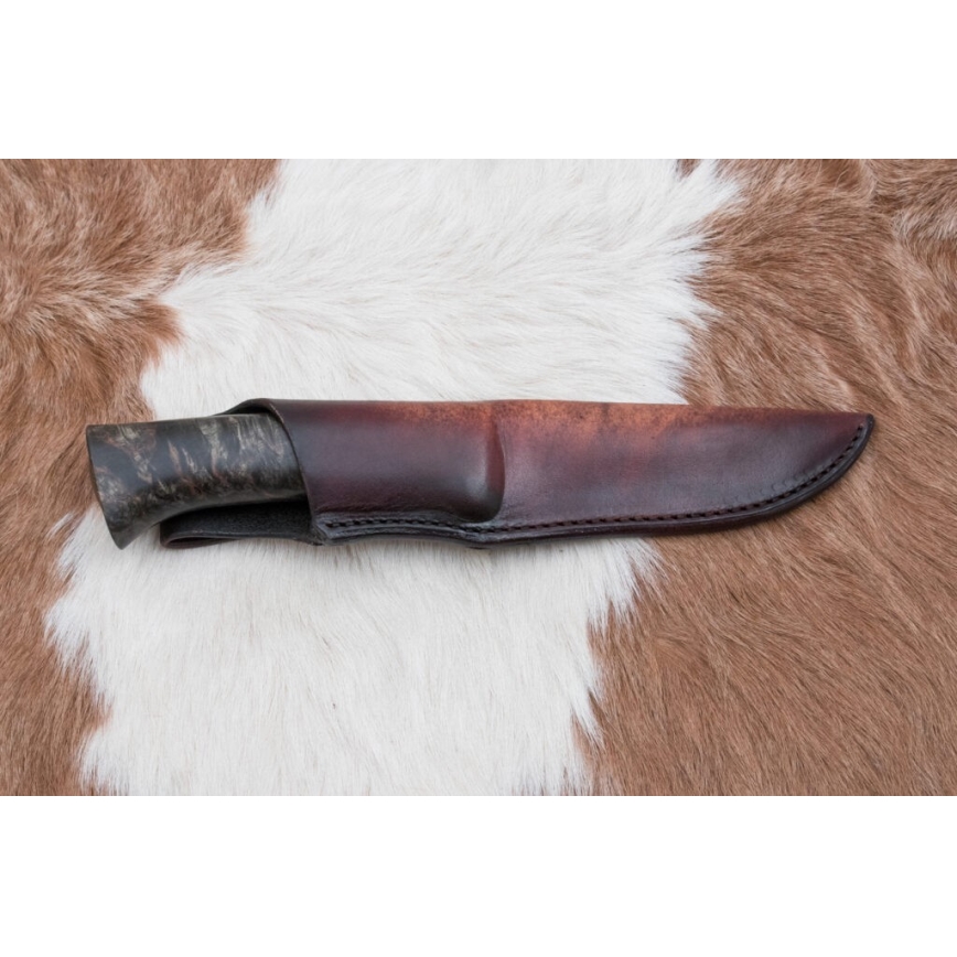 Uniikki Damascus-veitsi 12,7 cm vaahtera/akaatti