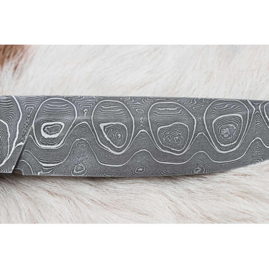 Uniikki Damascus-veitsi 12,7 cm vaahtera/akaatti